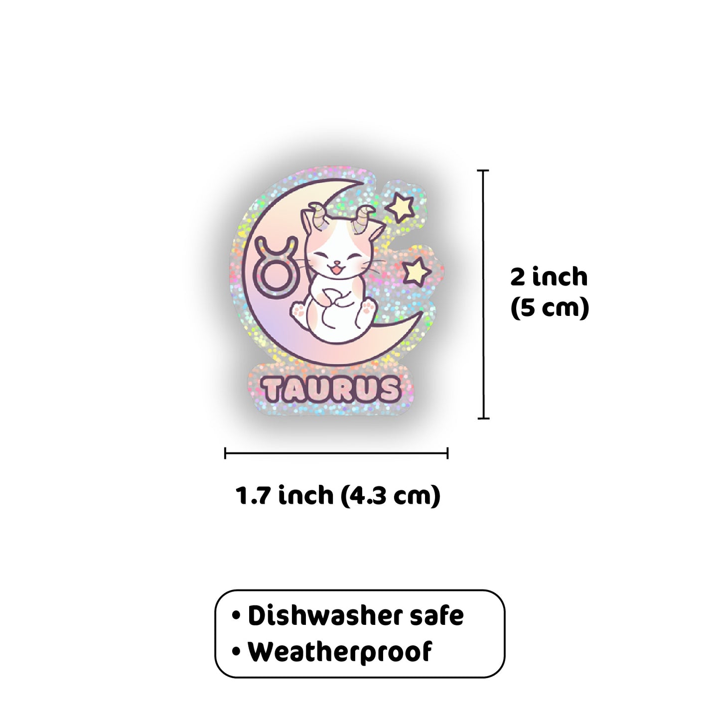 Zodiac Taurus Holographic Glitter Sticker (Die-cut 2"x2")