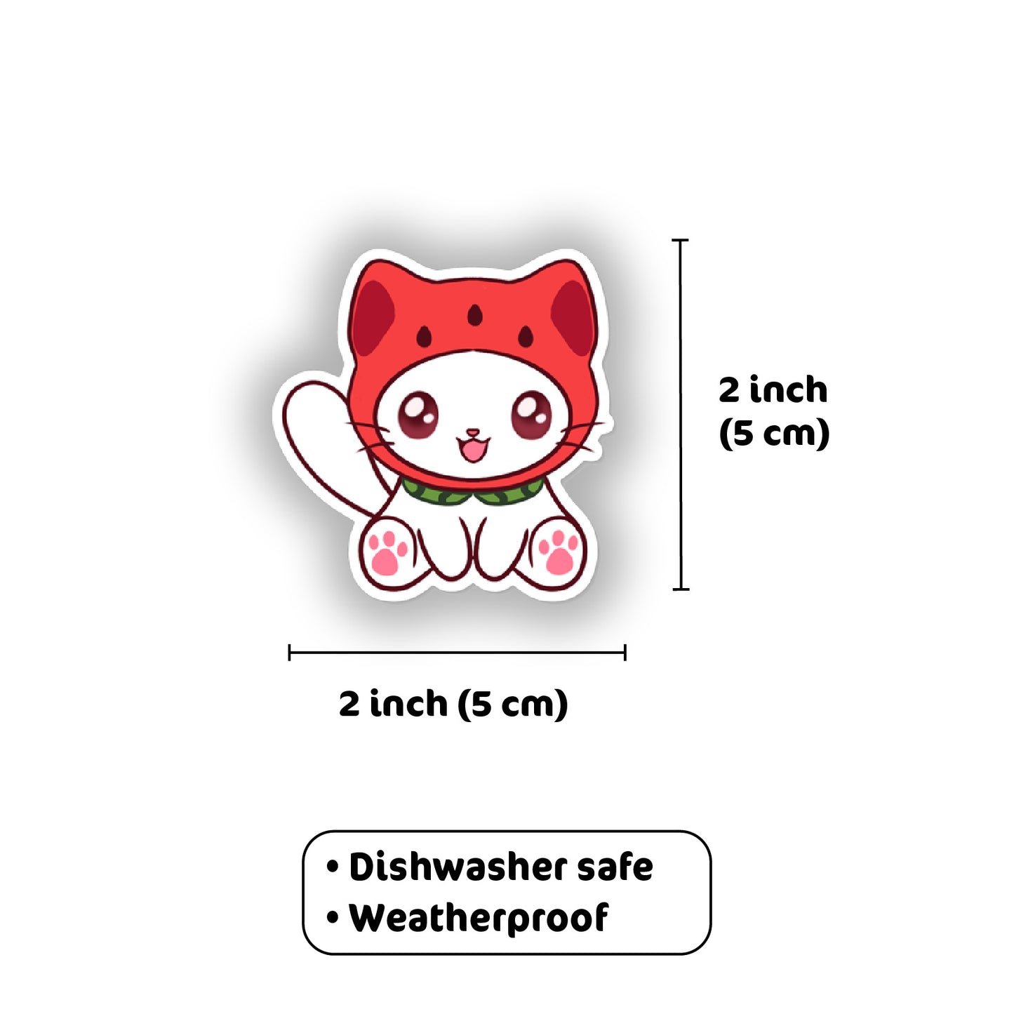 Suicat the Watermelon Cat Sticker (Die-cut 2"x2")