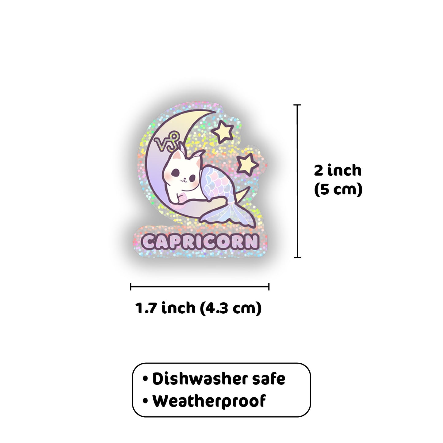 Zodiac Capricorn Holographic Glitter Sticker (Die-cut 2"x2")