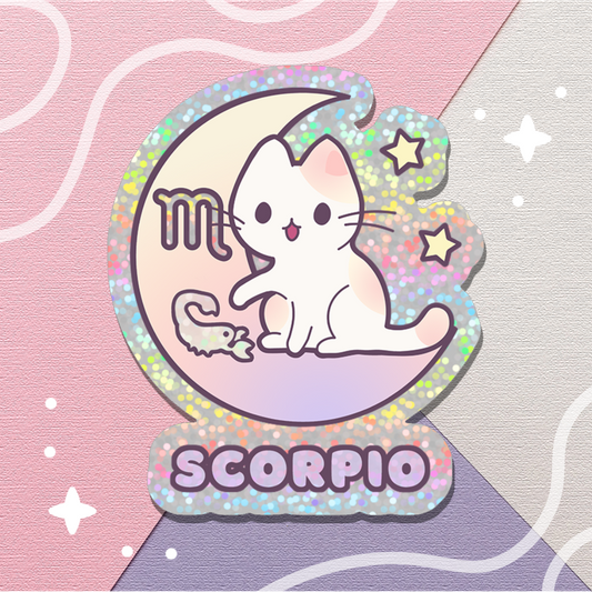 Zodiac Scorpio Holographic Glitter Sticker (Die-cut 2"x2")