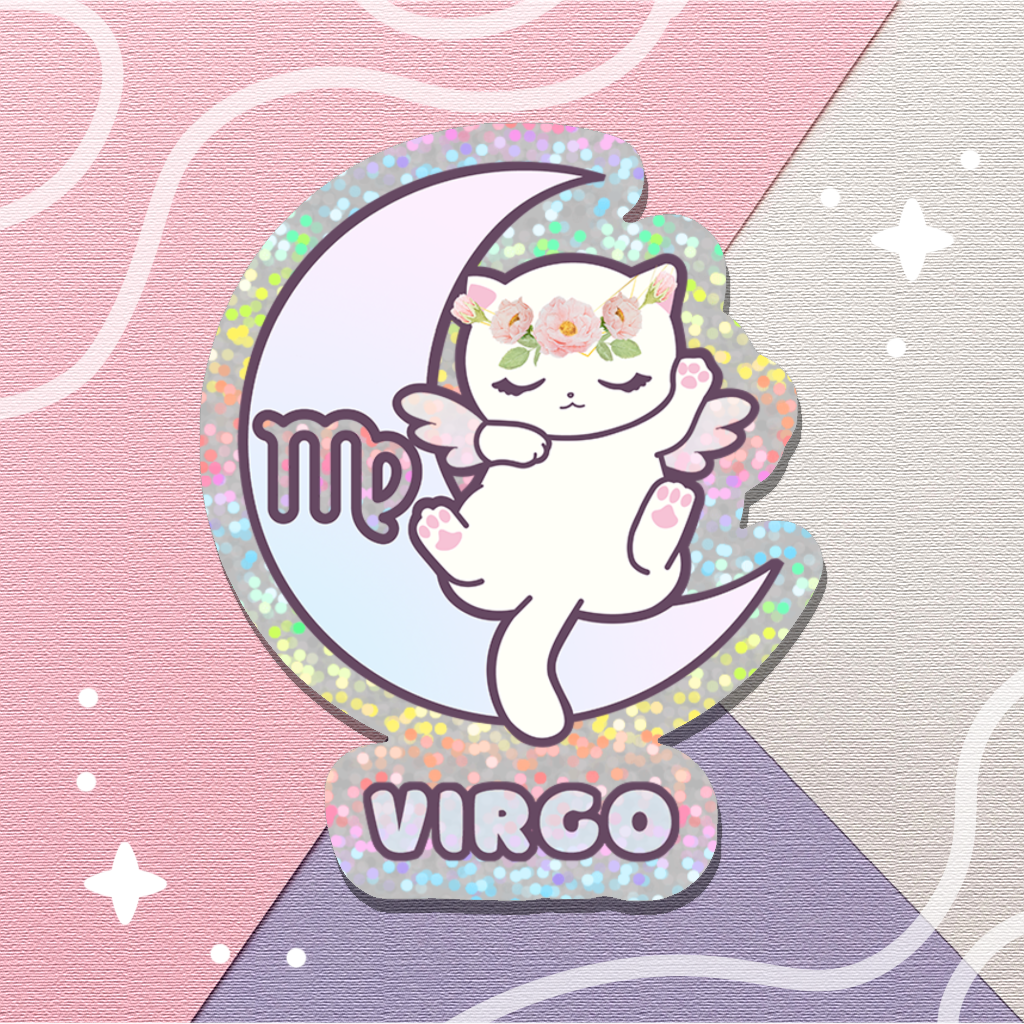 Zodiac Virgo Holographic Glitter Sticker (Die-cut 2"x2")