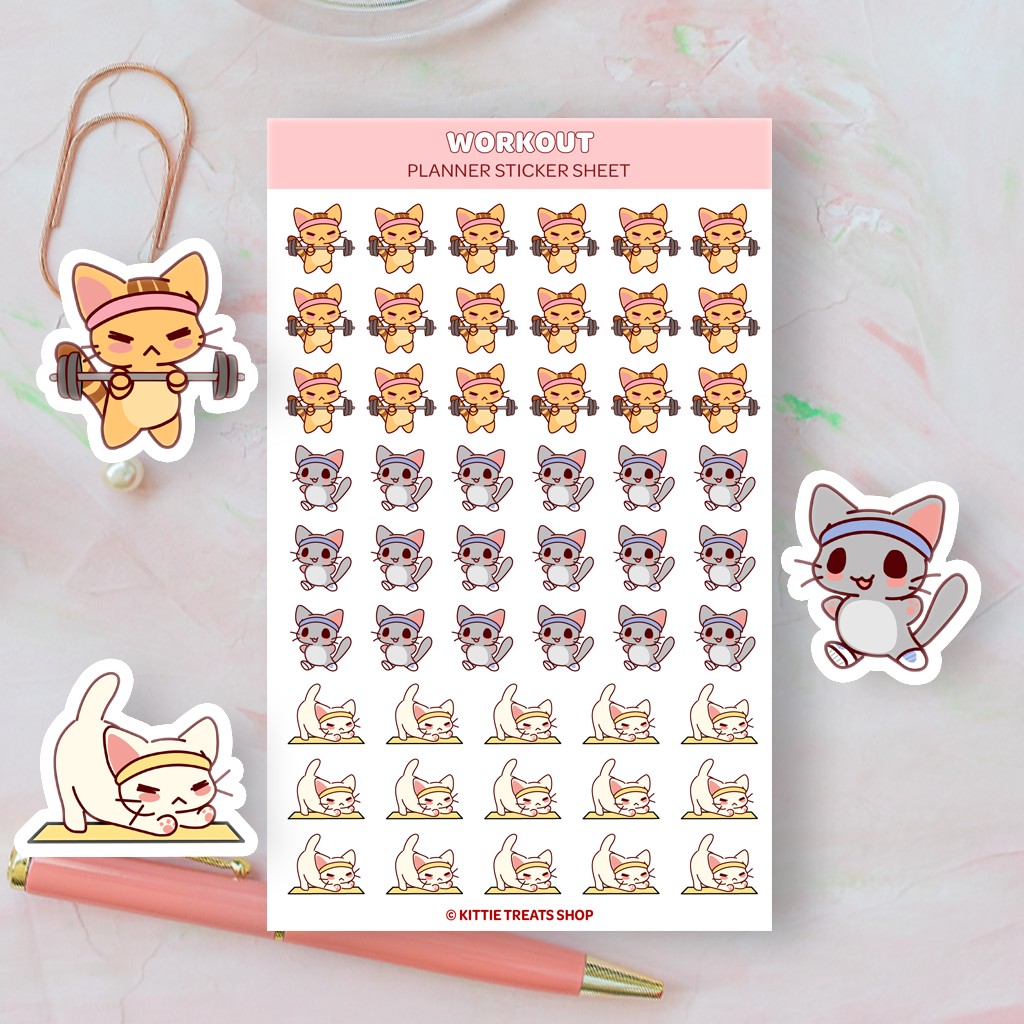 Work Out Plan Sticker Workout Planner Sticker Sheet – Kittie Treats Shop