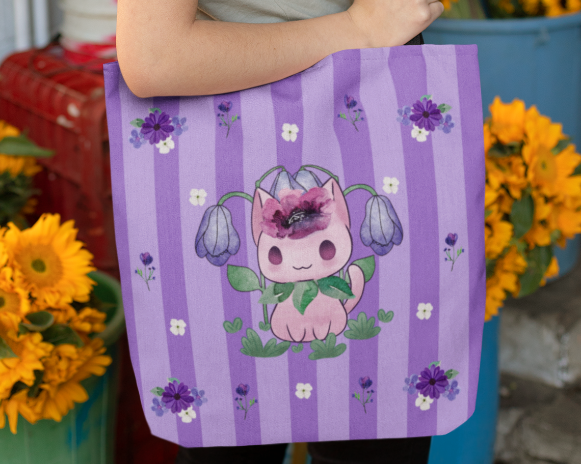 Purple Purrtunia Tote Bag