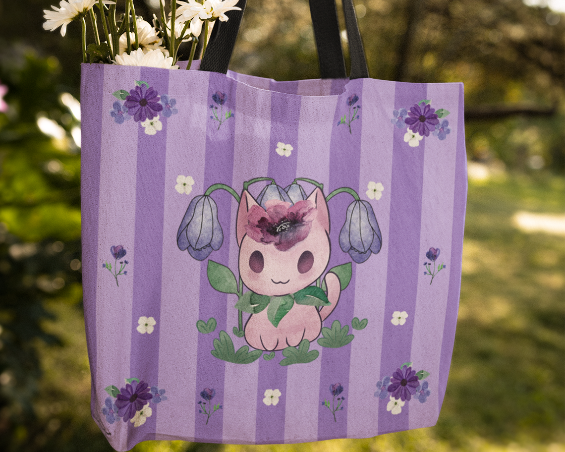 Purple Purrtunia Tote Bag